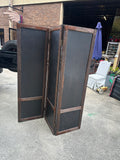 Vintage Black Hand Painted Screen With Floral and Textile Details