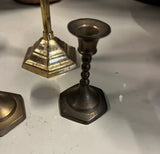 Trio of Brass Candlestick Holder With Spiral Accents