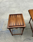 Pair of Wooden Carved Nesting Game Tables With Flip-Up Sides