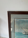 Signed and Framed Seascape Painting of Boat