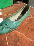 Ceramic Teal Woman's Flat Shoe Sculpture