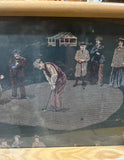 Vintage Needlepoint Golf Wooden Tray