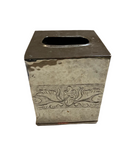 Vintage Etched Mirrored Silver Tissue Box Cover