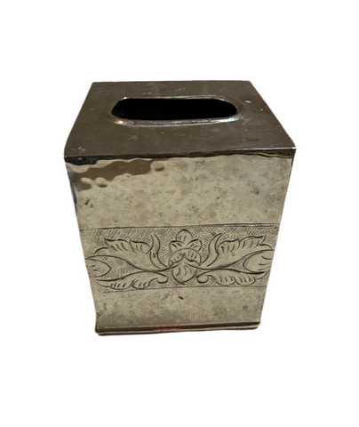 Vintage Etched Mirrored Silver Tissue Box Cover