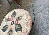 Needlepoint Petite Stool With Floral Details