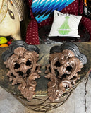 Pair of Brown and Black Wooden Wall Sconces/Bracket