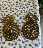 Pair of Southern Brass Pineapple Candle Sconces