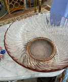Pink Depression Glass Bowl With Footed Silver Base