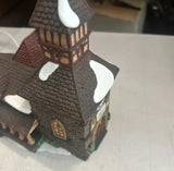 Pair of Christmas Village Ceramic Light Up Houses