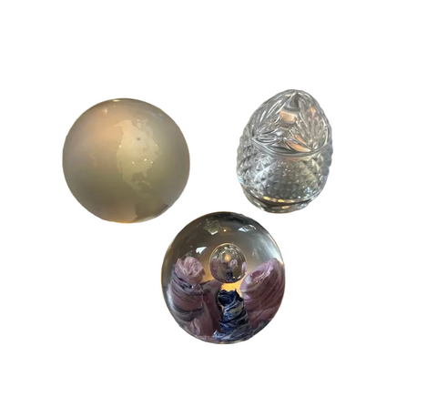 Trio of Vintage Glass Paperweights