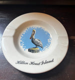 1970s Small Ceramic Hilton Head Ashtray With a Pelican Design