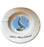 1970s Small Ceramic Hilton Head Ashtray With a Pelican Design