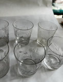 Collection of Small Glasses With Etched Accents- Set of 6