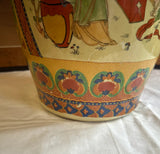 Large Vintage Asian Style Hand Painted Satsuma Orange Vase