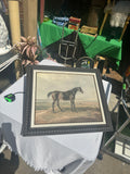 Framed Black Horse on Mountain Top Print on Canvas, Signed by the Artist