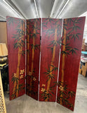 Crimson Red Bamboo Themed Room Divider Coromandel Screen