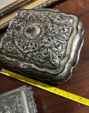Vintage Collection of Small Silver Jewelry Boxes With Velvet Lining and Catchall- Set of 4