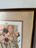 Antique Framed Signed Print of Pink Flower