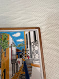 Hand Painted Italian Tile With Wall Hanging in Wooden Frame