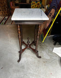 Marble Top Vintage Wooden Base Side Table- Slight Condition Issue