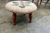 Needlepoint Petite Stool With Floral Details