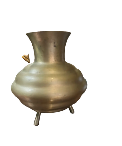 1950s South American Solid Brass Footed Minimalist Style Vase