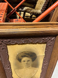 Vintage Wooden Intricate Frame With Photo of a Woman