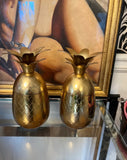 Pair of Brass Pineapple Candleholders and Cups Combination