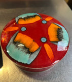 Colorful Red Abstract Ceramic Bowl With Lid