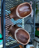 1970s Pair of Wooden Hand Carved Pig Catchalls