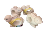 Collection of Ceramic Bunny Easter Style Napkin Rings- Set of 4