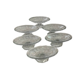 Collection of Glass Greek Key Pedestal Bowls- Set of 6