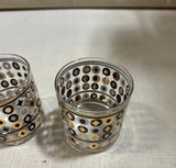 Pair of 1970s Georges Briard Gold, Black, and White Lowball Glasses