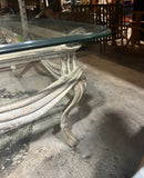 French Metal Scrolling White Coffee Table With Glass Top