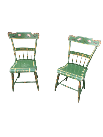 Pair-Green Pennsylvania Folk Art Chairs