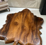 Wooden Hand Carved Leaf Large Tray