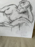 Charcoal Drawing of Nude Posed Model, Unframed
