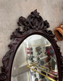 Vintage Hand Carved Wooden Oval Wall Mirror