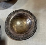 Trio of Silver Serving Bowls and Tray With Etched Rims
