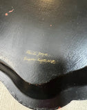 Vintage Asian Floral Black Lacquered Tray With Gold Accents