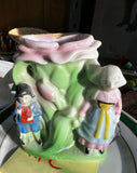 Small Ceramic Floral Catchall With Little English Figures