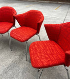Vintage Collection of Red Abstract Coalesse Steelcase Dining Chairs