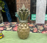 Wooden Carved Geometric Pineapple Gold Sculpture