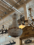 Large Detailed Hollywood Regency Brass and Crystal Chandelier