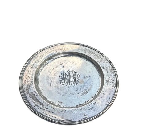Small Silver Monogrammed Decorative Plate