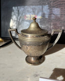 Small Silver Trophy Style Catchall With Matching Lid