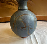 Vintage Blue Asian Abstract Pottery Vase