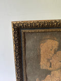 Antique Renaissance Painting of Father and Child, Framed