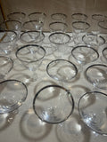 Large Dorothy Draper Silver Rimmed Glassware Set- Collection of 44