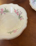 Trio of Pink Rose Ceramic Bowls